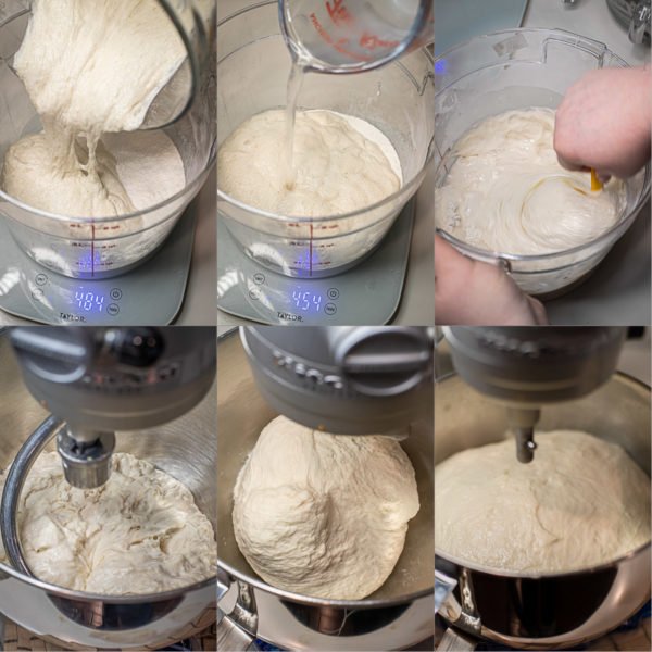 Step by step pictures for making the baguette dough. 