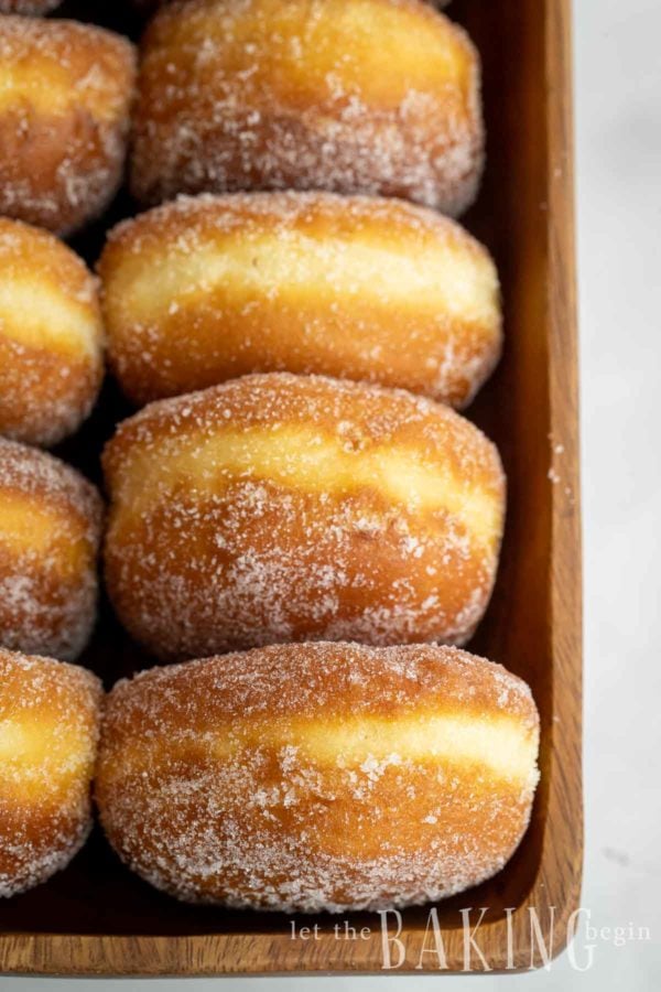 Soft and fluffy donuts made from a yeast donut recipe, coated in a sugar mixture. 