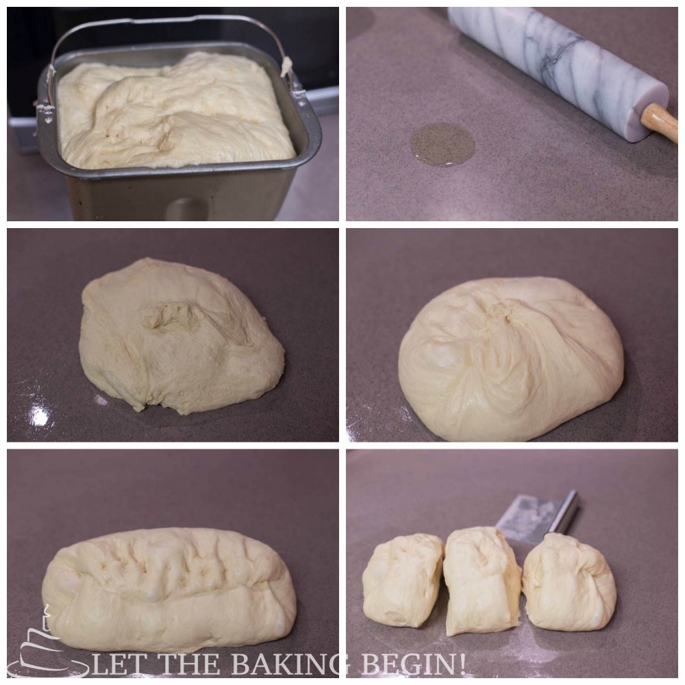 How to roll out dough and cut into three even pieces.