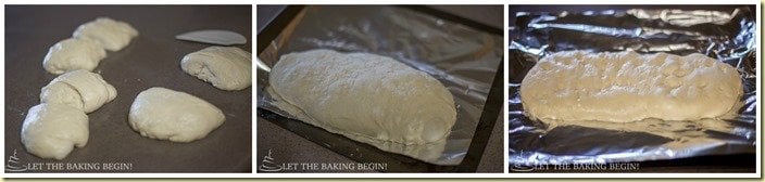 How to shape the bread and place into baking sheet to rise before baking.