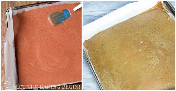 How to spread pate on a parchment paper lined baking sheet with spatula.