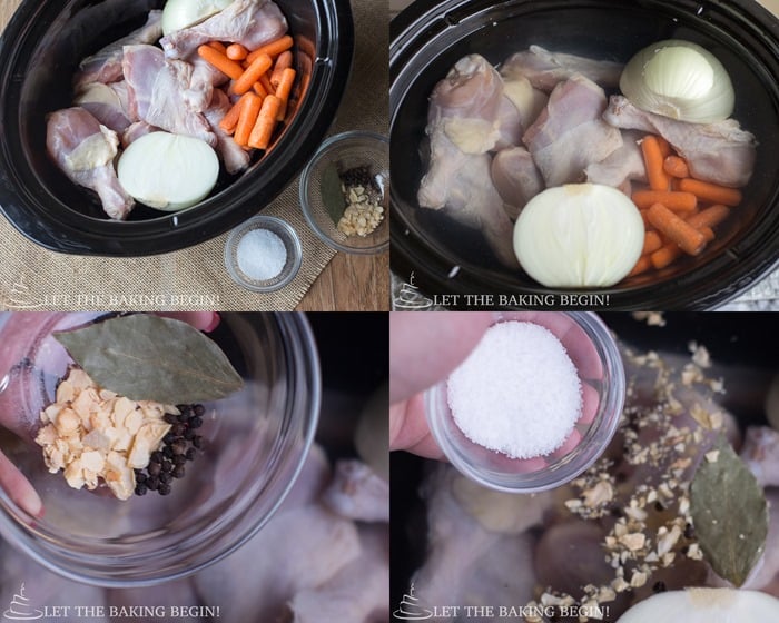 How to place ingredients in a slow cooker.