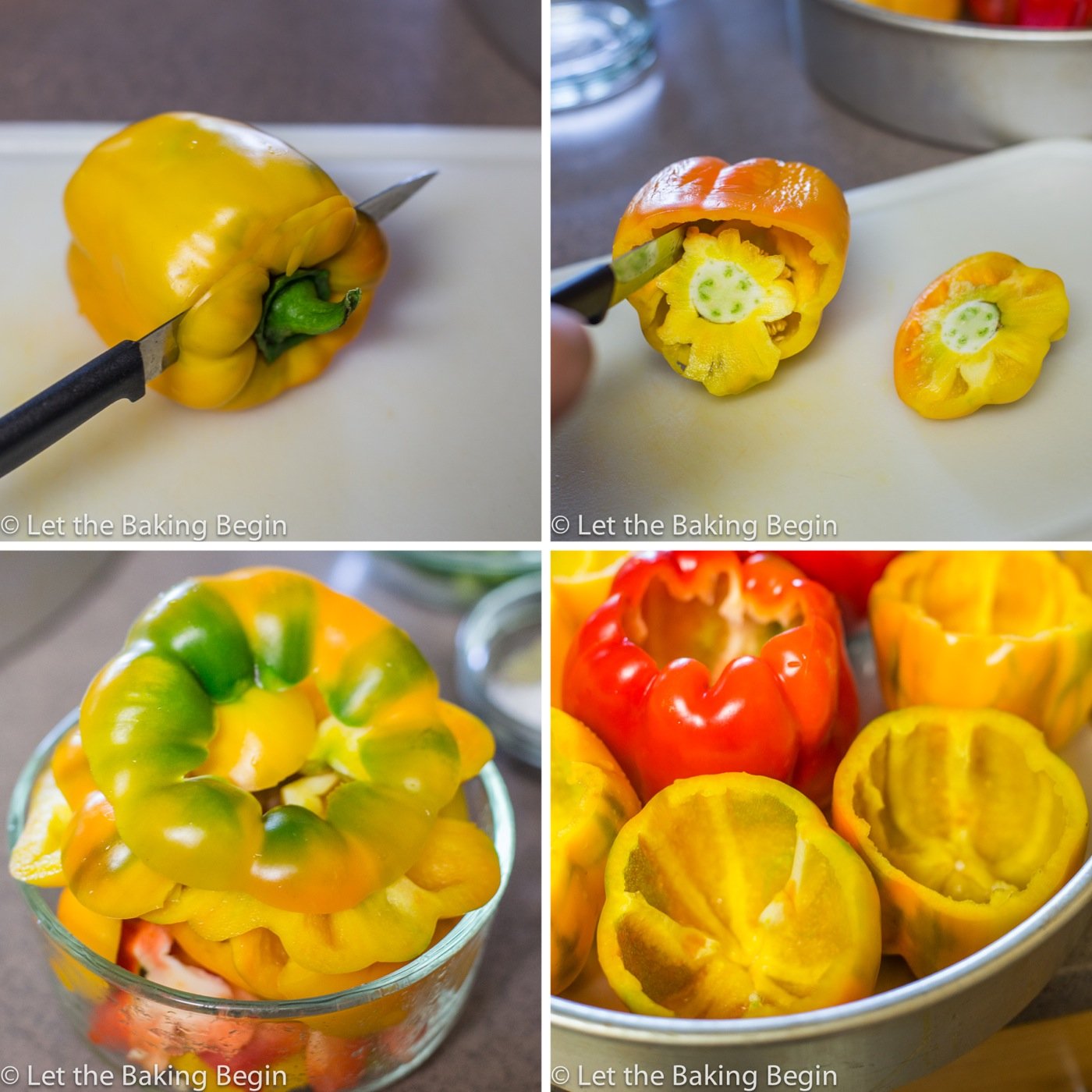 How to hollow peppers with a knife and place aside.