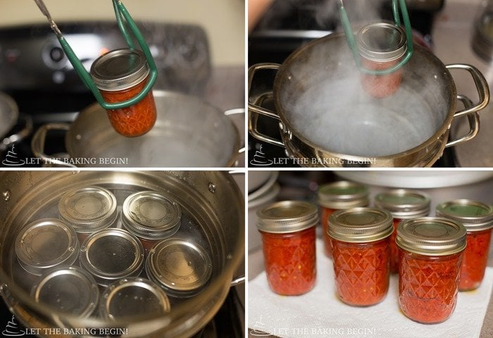 How to tighten the spicy pepper dip in the mason jars.