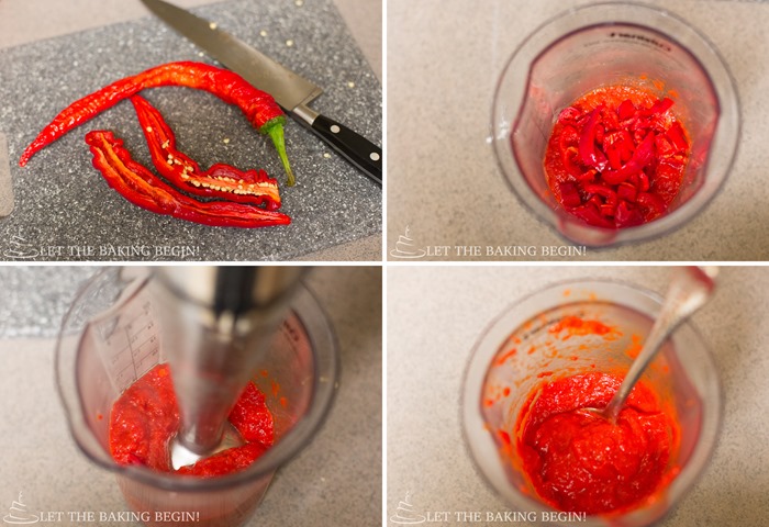 How to cut chili peppers and puree.