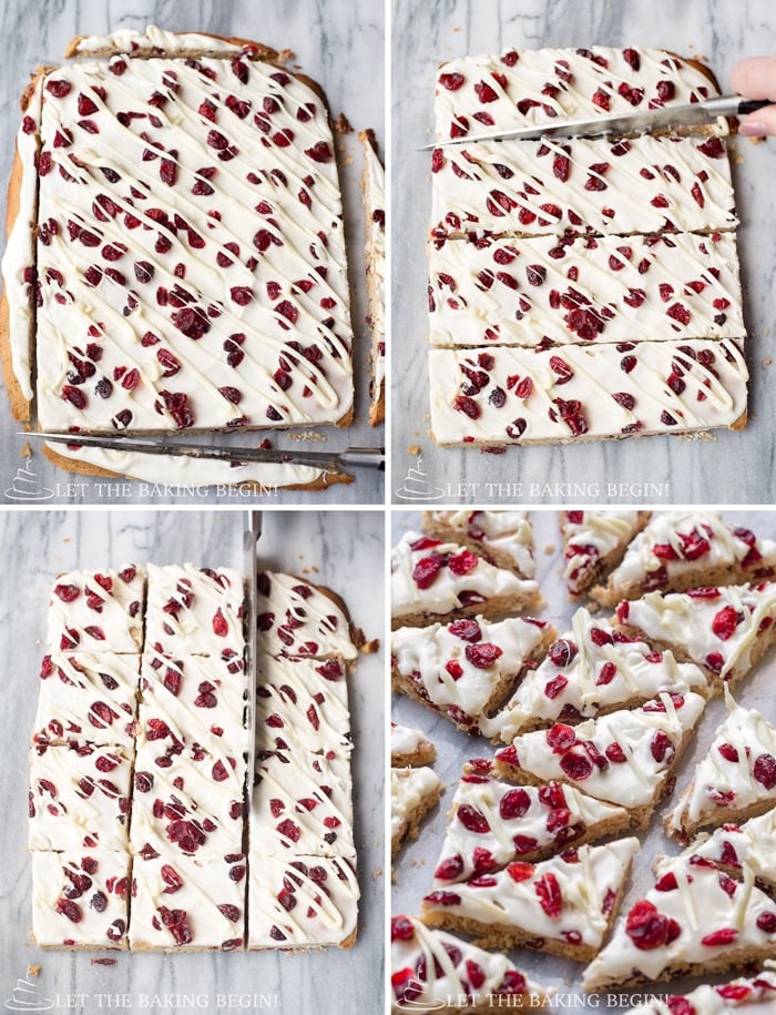How to cut and shape these Cranberry Bliss Bars.