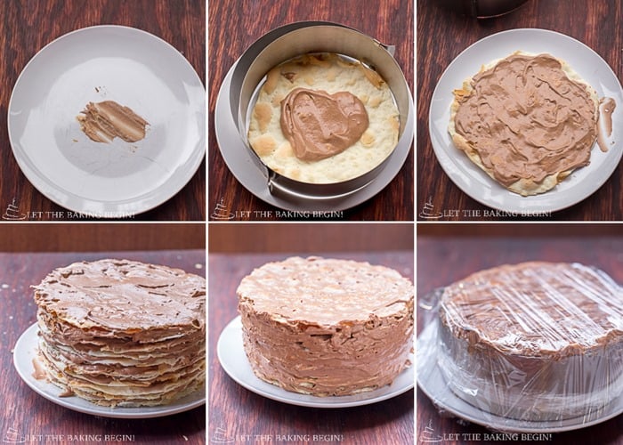 Assembling the Mikado layer cake recipe! 