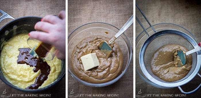 How to prepare the coffee eclair batter in a bowl.