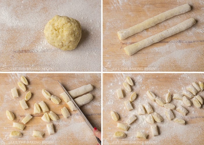 Step by step directions for how to make gnocchi into the right shape.