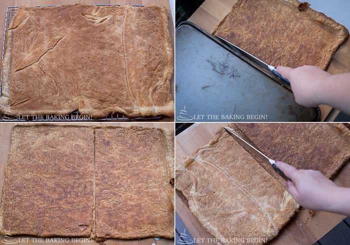 How to cut puff pastry sheet into four halves.