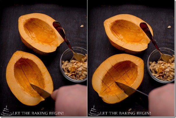 How to prepare the acorn squash. 