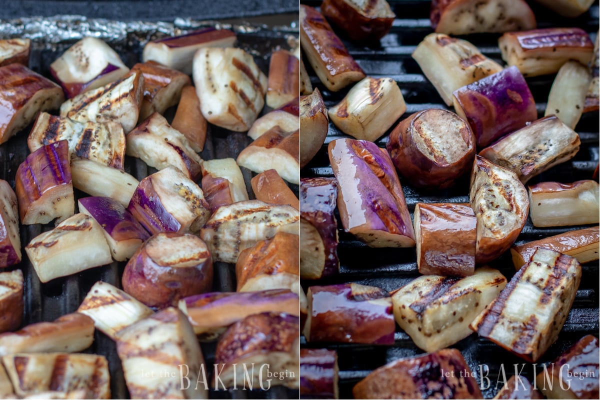 How to roast eggplant on the grill.