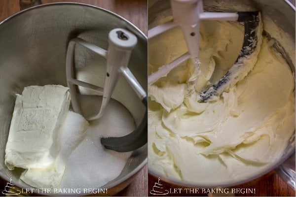 How to make cheesecake layer by mixing ingredients in a mixing bowl.