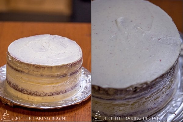 How to assemble cake and frost all sides.