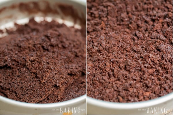 Chocolate crumbs set aside to decorate the cake. 