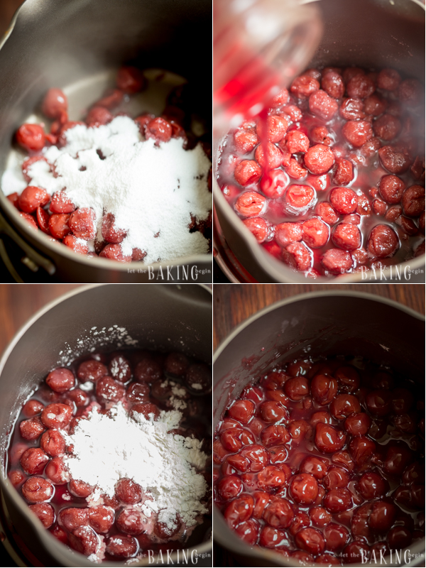 How to make the cherry pie filling for this puff pastry dessert.