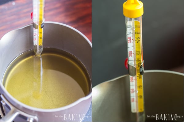 How to measure temperature of olive oil in a pot or dutch oven.