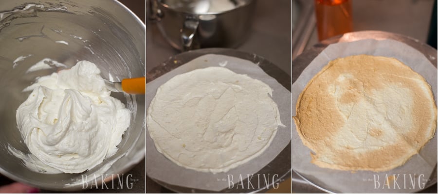  How to lay out the batter onto the parchment paper with the almond flour. 