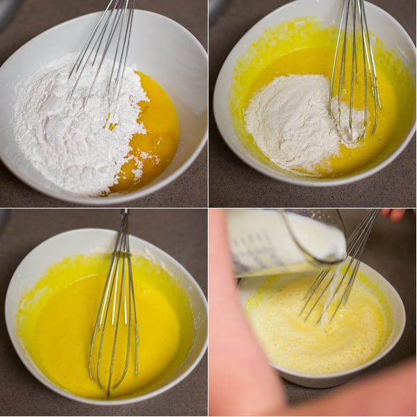  Making the homemade egg yolk custard buttercream. 