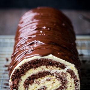 Chocolate Custard Roll - {Birds Milk Roll} - The Chocolate Angel Food Cake combined with the Egg Yolk only Custard Buttercream is quite magical together, especially when you add a good downpour of Chocolate Ganache on top. | Let the Baking Begin!