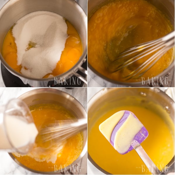 Making the custard buttercream in a mixer. 