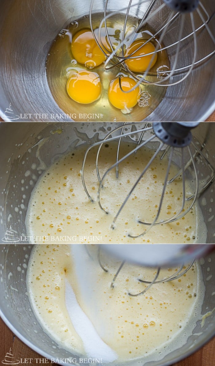 How to make homemade yellow sponge cake with eggs, sugar and flour. 