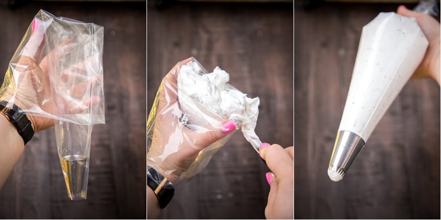 How to fill a piping bag with meringue.