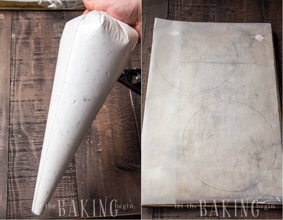 How to shape two large circles on a parchment paper.