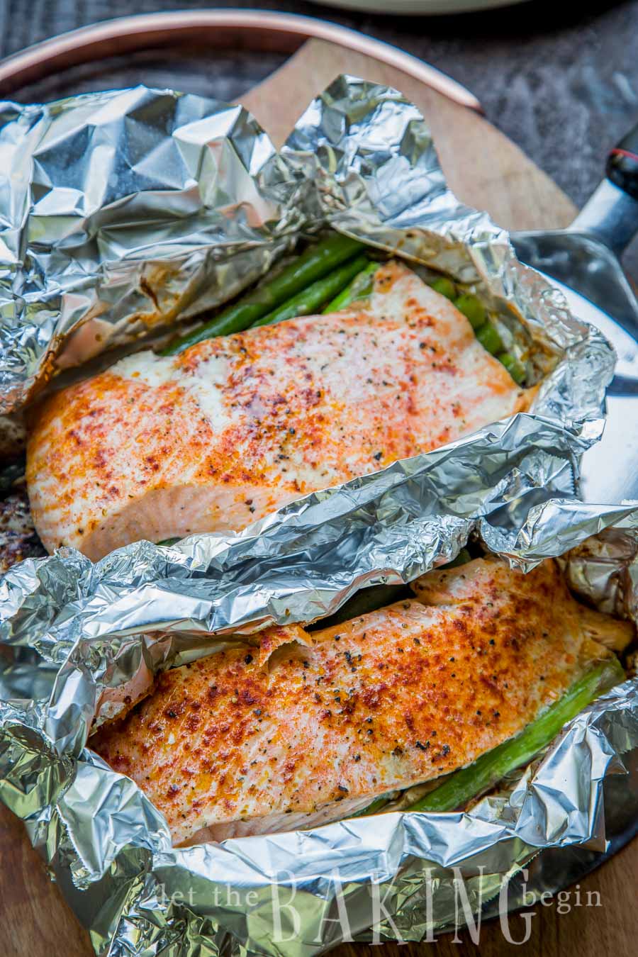 Salmon Asparagus Foil Packets Quick Easy and Delicious dinner. Prep ahead of time then just throw on the grill or in the oven when ready to eat. Camping hacks anyone Let the Baking Begin 5 1