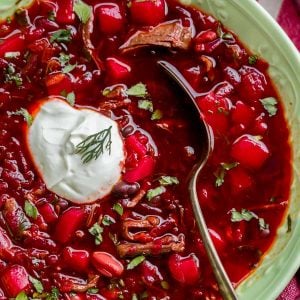 Borsch - Beef and Beet Soup is a traditional Ukrainian soup that is hearty, healthy and delicious! | By Let the Baking Begin!