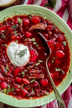 Borsch - Beef and Beet Soup is a traditional Ukrainian soup that is hearty, healthy and delicious! | By Let the Baking Begin!