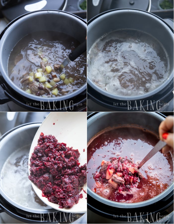 Borscht - Beef and Beet Soup is a traditional Ukrainian soup that is hearty, healthy and delicious! | By Let the Baking Begin!