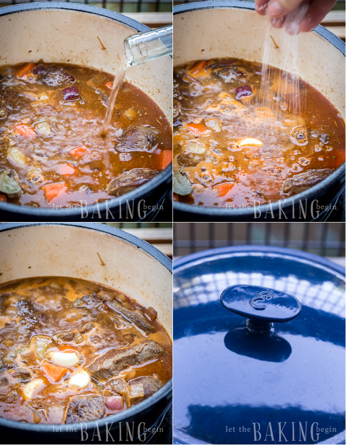 How to braise for two to two in a half hours by covering dutch oven with lid. 
