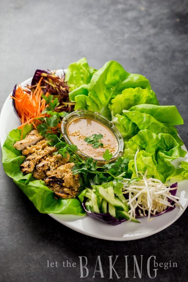 Thai Chicken Lettuce Wraps with Peanut Sauce Let the Baking Begin!
