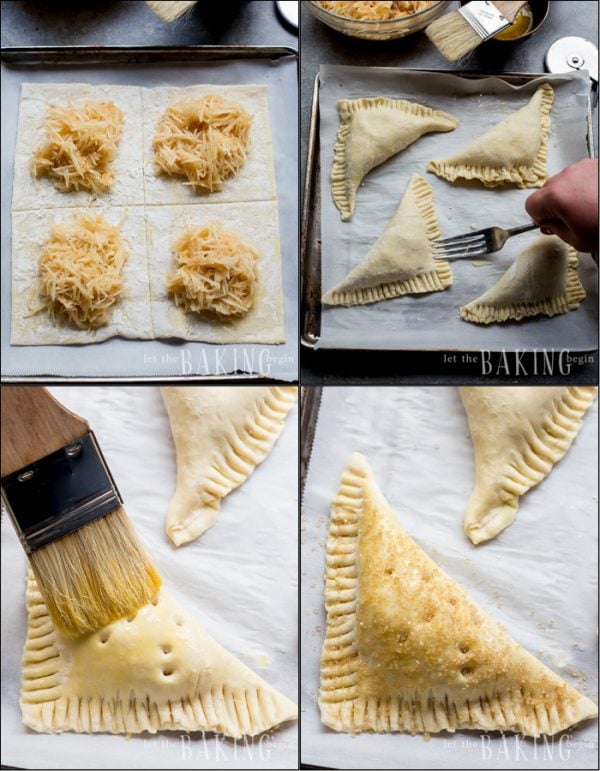 Visual step by step for how to make apple turnovers with puff pastry sheets