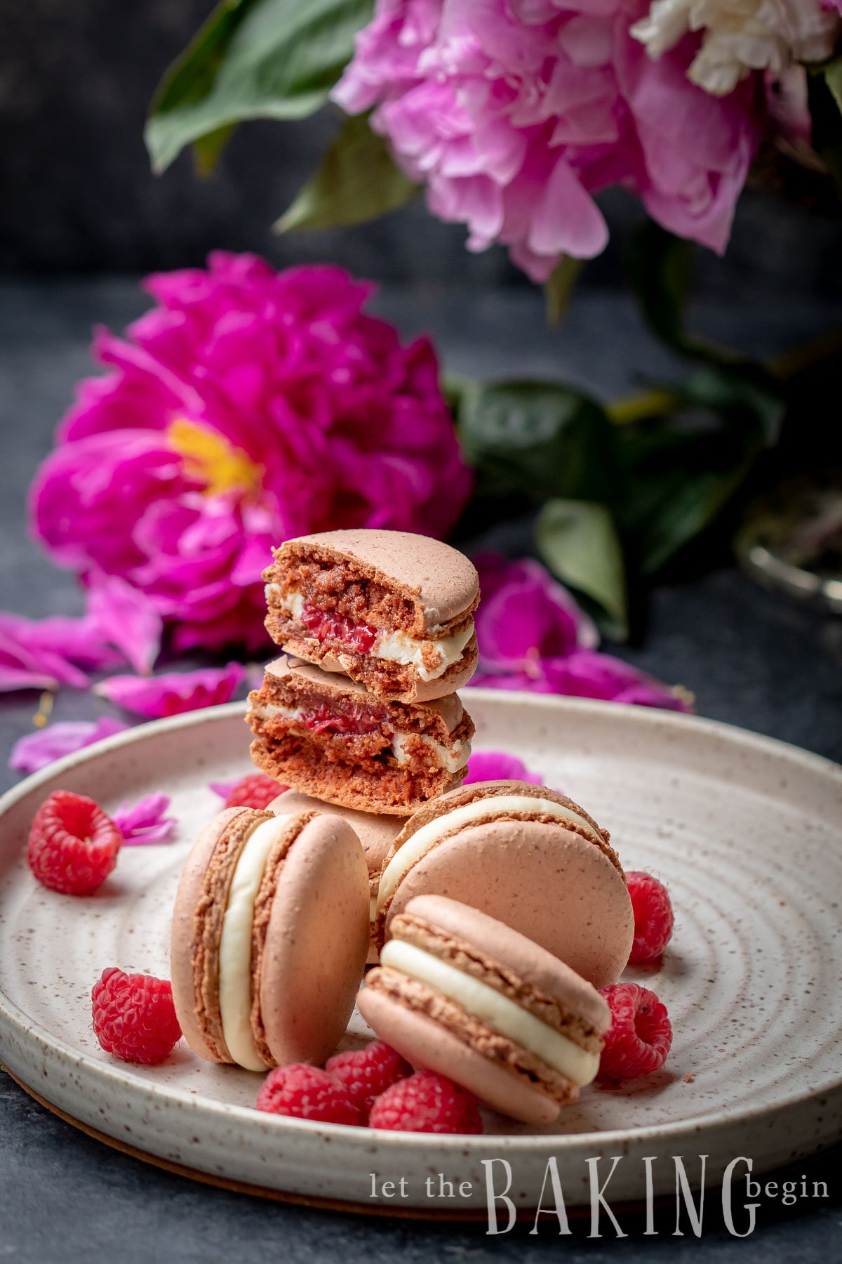 White Chocolate Macarons are made with Italian Meringue Macaron shells, White Chocolate Ganache and a fresh raspberry. The flavor of these meringue cookies can be customized by changing the raspberry to any other berry or fruit. 