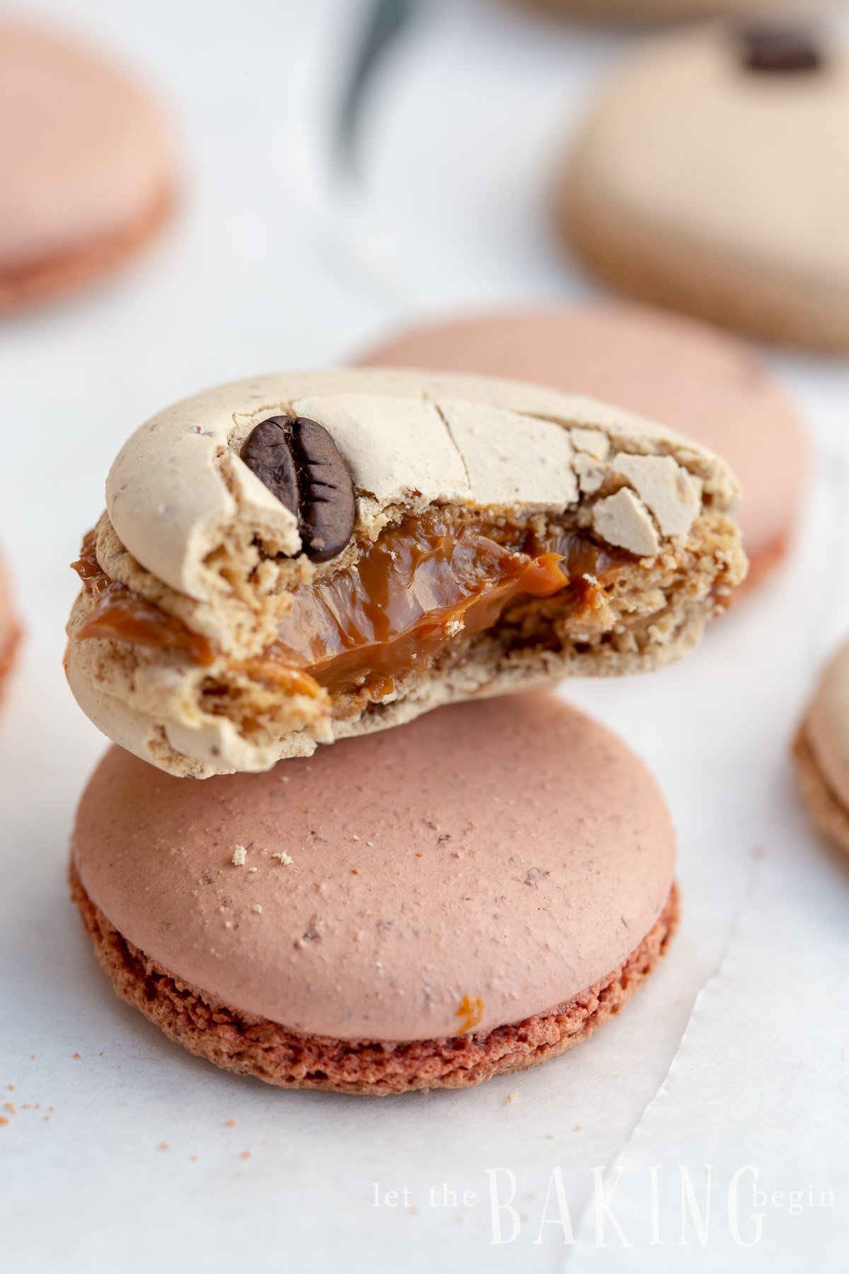 Dulce de Leche Macaron Recipe uses Coffee Flavored Italian Macaron Shell recipe and dulce de leche as the filling. Gluten free, coffee flavored little meringue confections are amazing with a cup of coffee. 