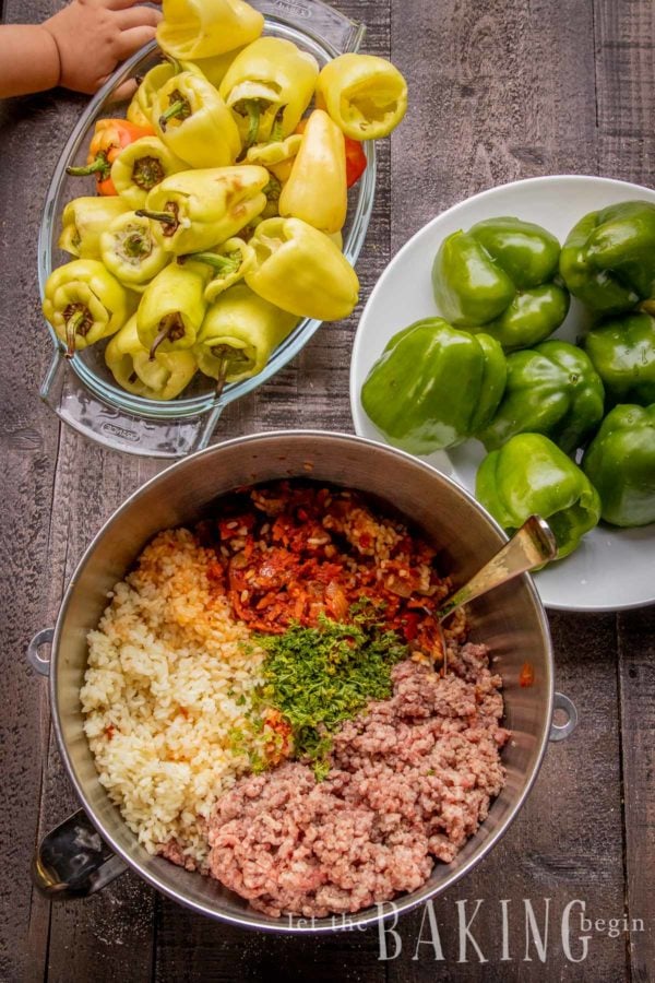 Stuffed Baby Peppers with Beef Rice are my kids favorite Stuffed Peppers Recipe. They are filled with flavorful mixture of fluffy rice and delicious beef, then oven cooked until tender perfection. Top with cheese for melty perfection or sour cream for extra creaminess.
