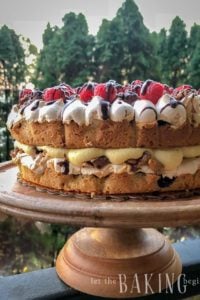 This Polish Cake is a combination of soft shortbread cake layers, tart jam, crunchy meringue, roasted walnuts and sandwiched with buttercream custard.