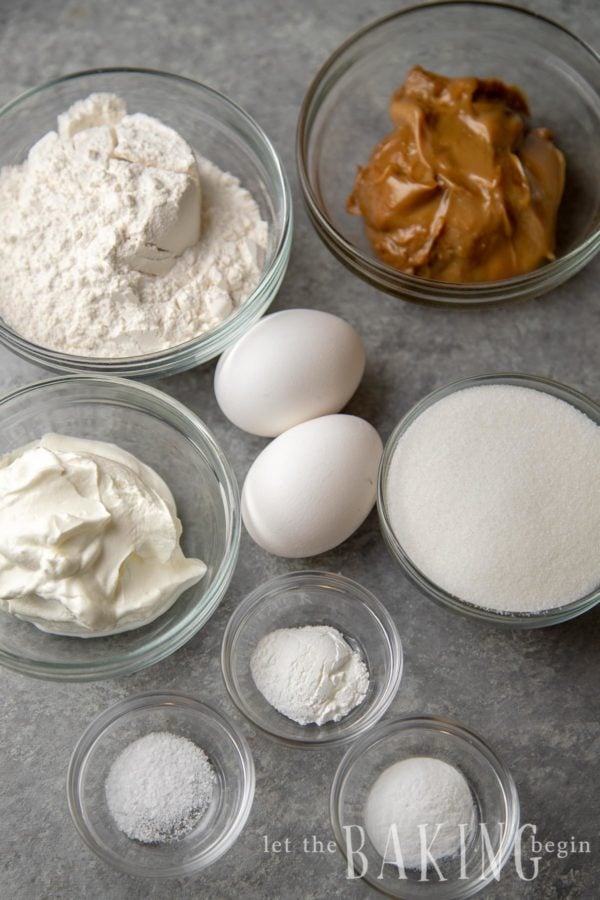 Ingredients for a dulce de leche cake.