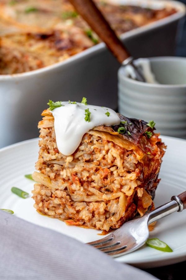 Unstuffed Cabbage Roll Casserole is just like the typical cabbage rolls, minus all the rolling. You'll love the melt in your mouth tender beef rice and buttery cabbage .