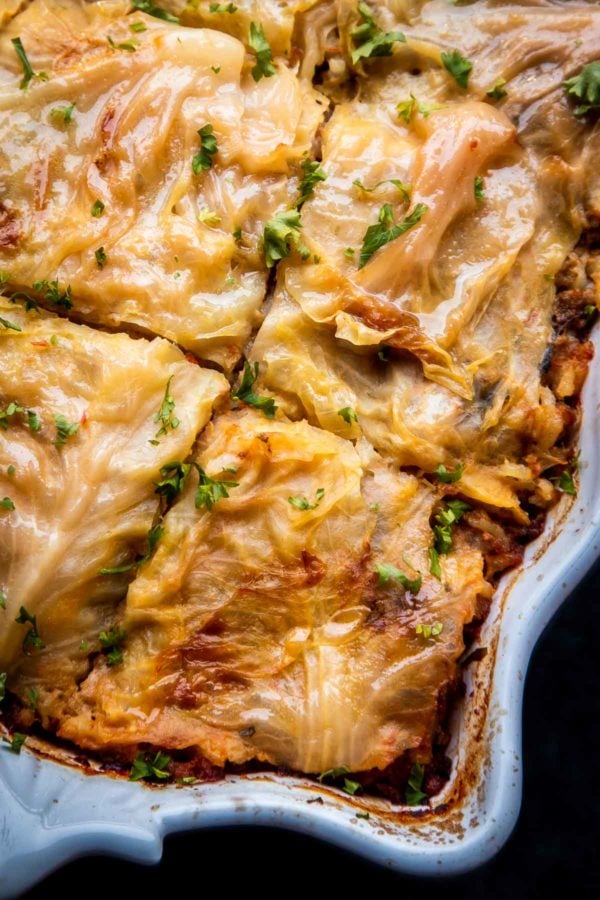 Unstuffed Cabbage Rolls - the cabbage leaves are so tender that the spoon glides through them like through butter. Baked low and slow these unstuffed cabbage rolls make the best make ahead dinner. 