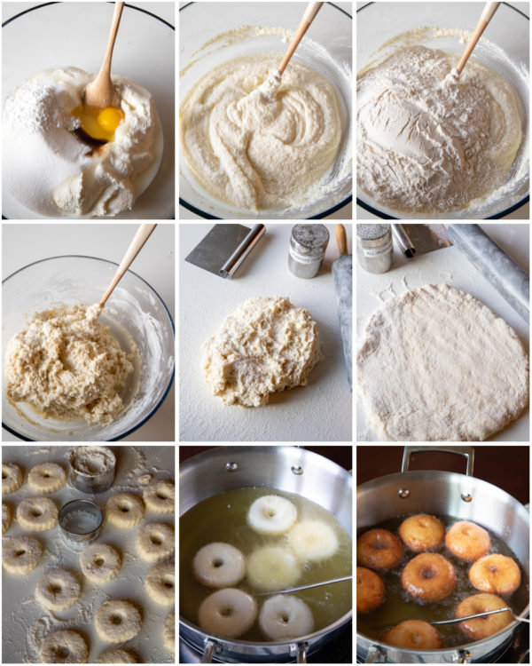 Visual step by step images for making mini donuts