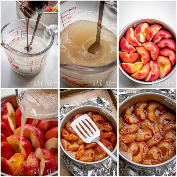 Step by step pictures of baking apples for the upside down apple cake.