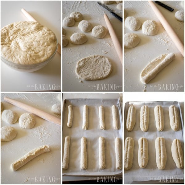 Visual step by step directions showing how to make hoagie roll dough