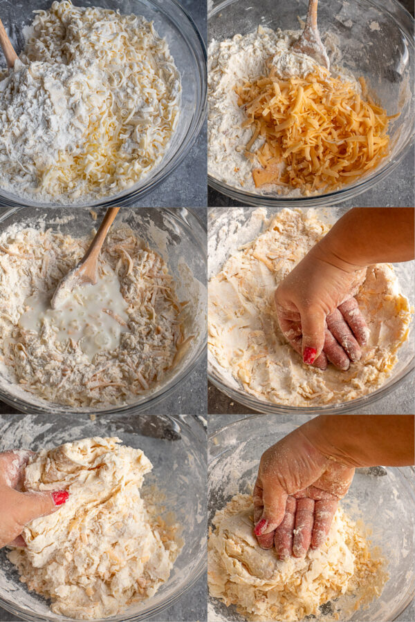 Step by step directions for making cheddar biscuits