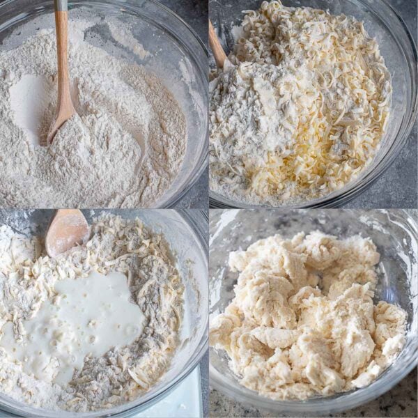 Buttermilk biscuits being made, with step by step pictures.
