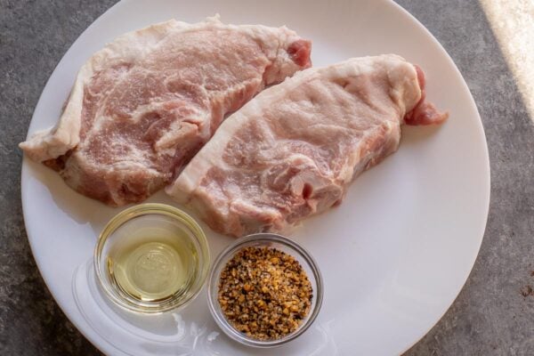 raw air fryer pork chops recipe before being cooked