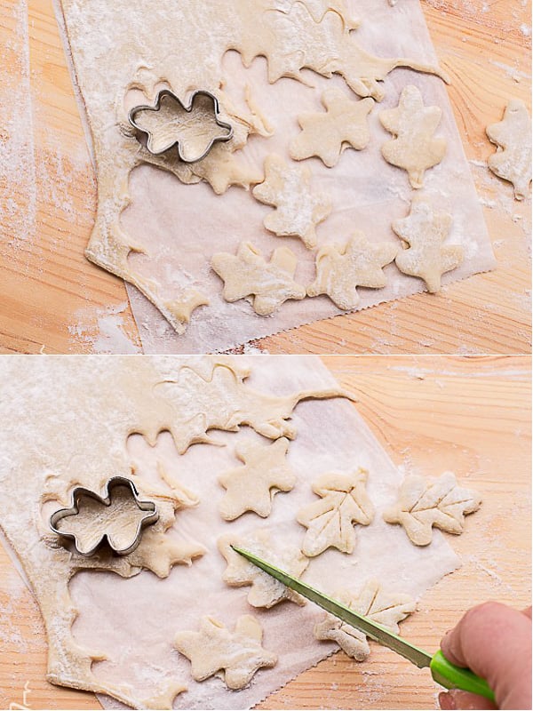  How to cut out leaves with the puff pastry dough.