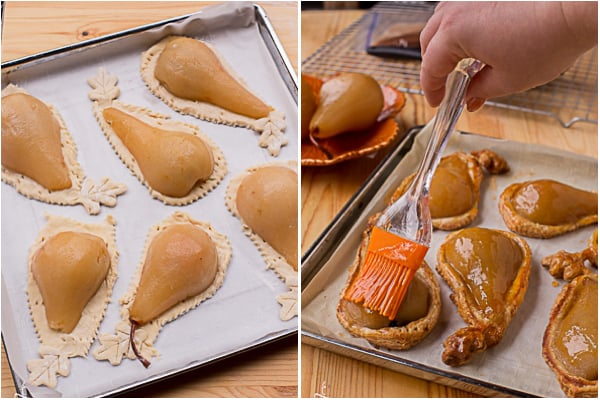 How to place pastries on a parchment lined baking sheet.
